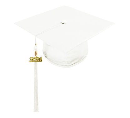 Shiny White High School Cap & Tassel - Graduation Caps