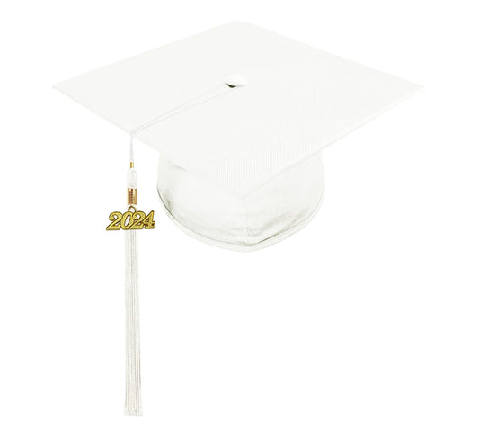 Child Shiny White Cap & Tassel - Preschool & Kindergarten Graduation