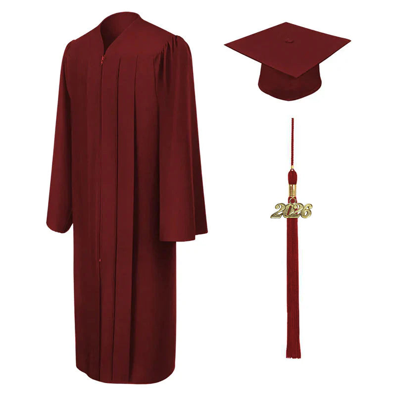 Matte Burgundy High School Graduation Cap and Gown - Graduation Cap and Gown