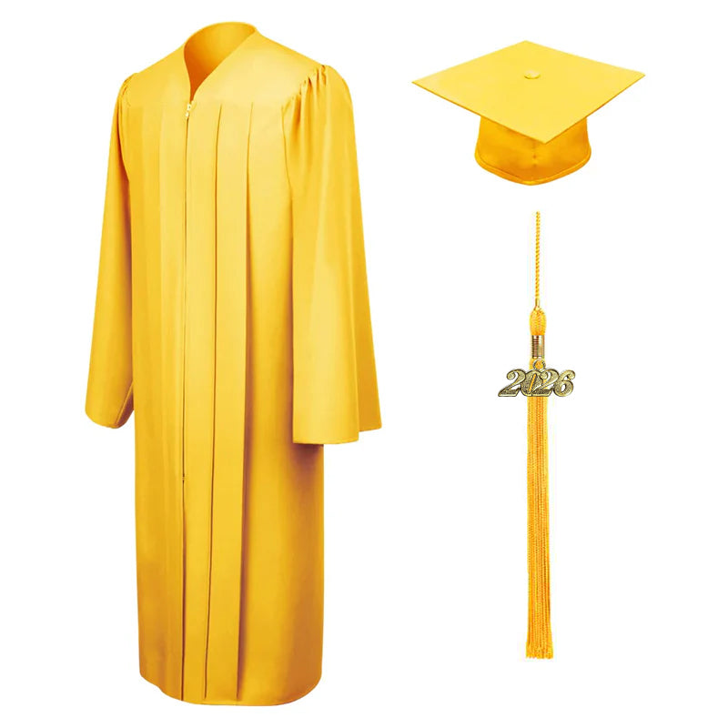 Matte Gold High School Graduation Cap and Gown - Graduation Cap and Gown