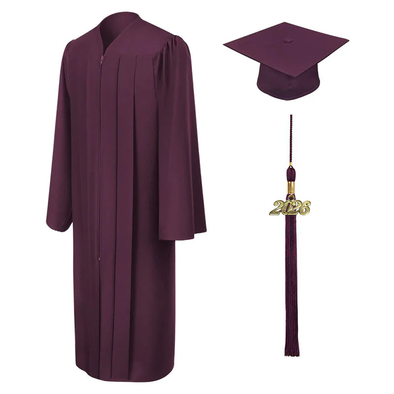 Matte Maroon High School Graduation Cap and Gown - Graduation Cap and Gown