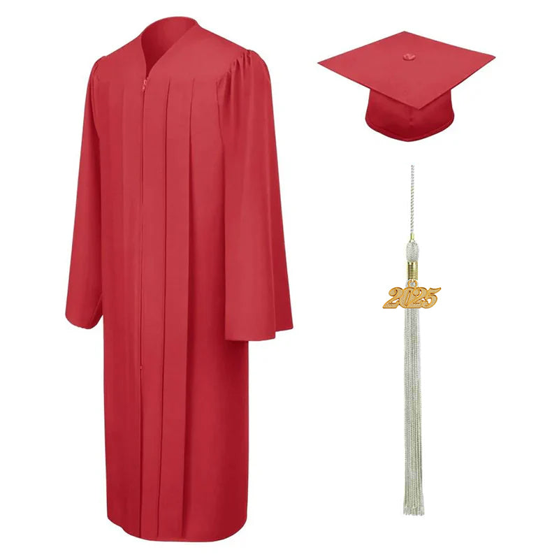 Matte Red High School Graduation Cap and Gown