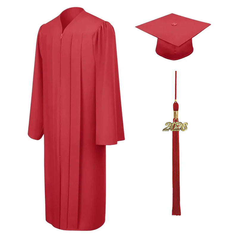 Matte Red High School Graduation Cap & Gown