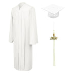 Matte White High School Graduation Cap and Gown - Graduation Cap and Gown