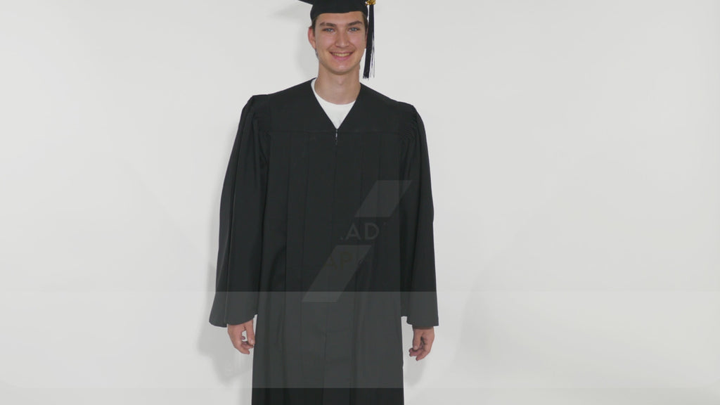 Deluxe Black Bachelors Graduation Cap & Gown - Collegiate Regalia
