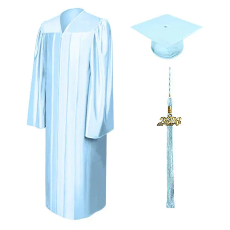 Shiny Light Blue Bachelors Cap & Gown - College & University