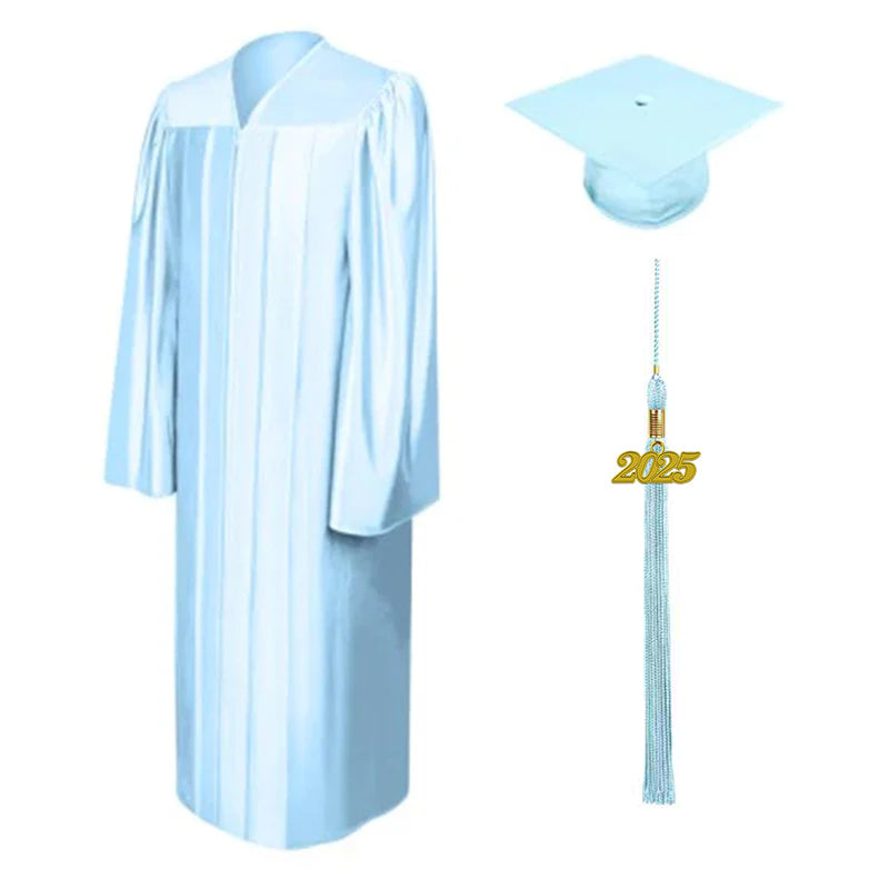 Child Shiny Light Blue Graduation Cap & Gown - Preschool & Kindergarten - Graduation Cap and Gown