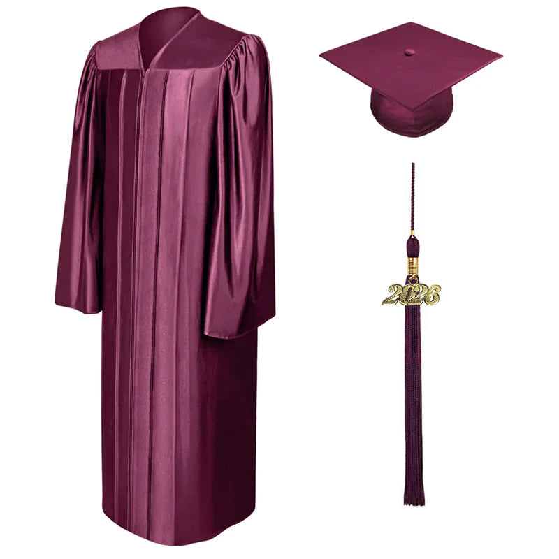 Shiny Maroon Bachelors Cap & Gown - College & University