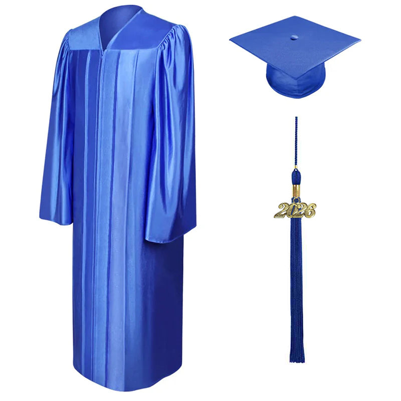 Shiny Royal Blue High School Cap and Gown 48 (5'3