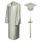 Shiny Silver High School Cap and Gown - Graduation Cap and Gown
