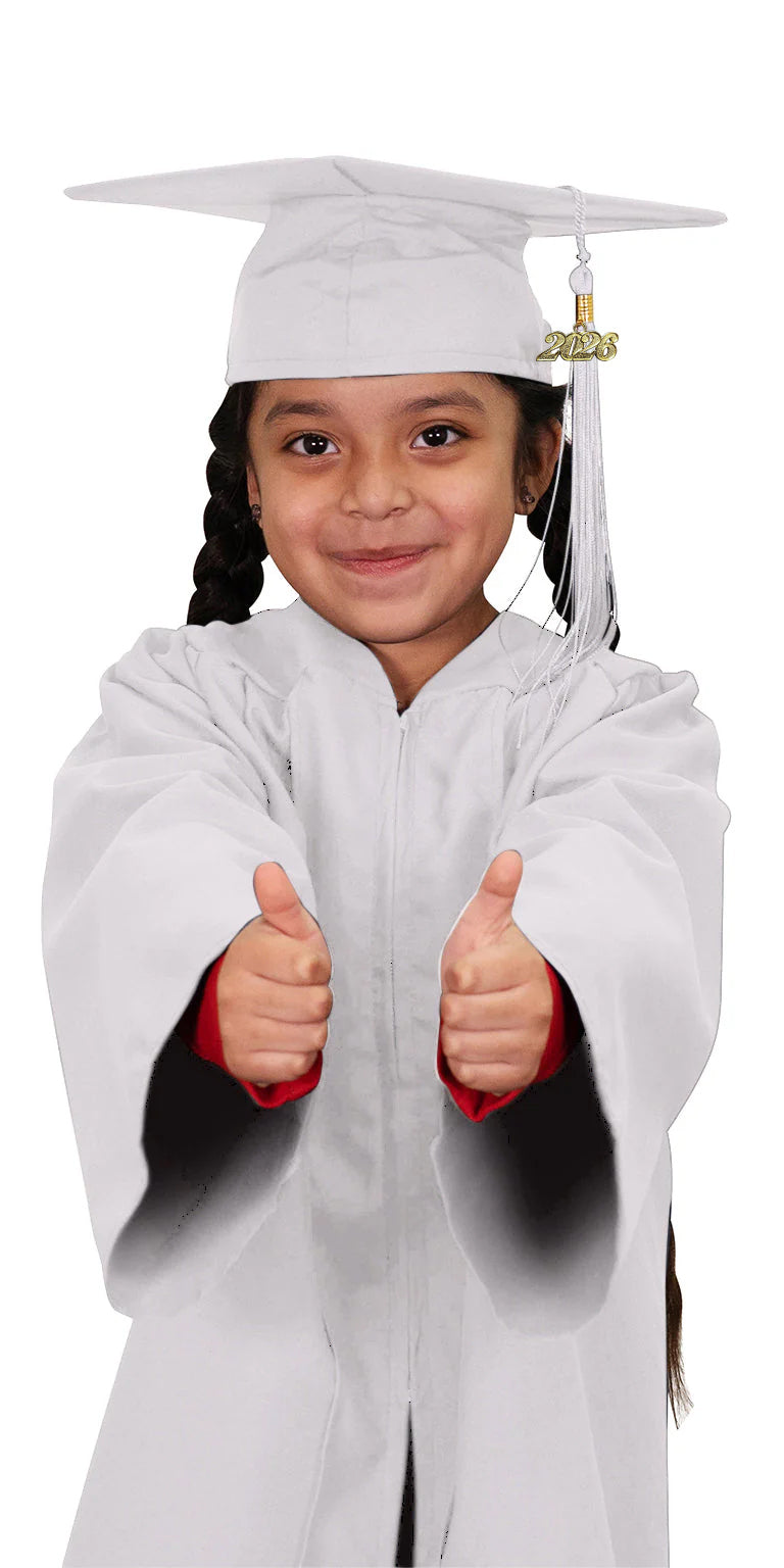 Child Matte White Graduation Cap & Gown - Preschool & Kindergarten 36 (4'3" - 4'5") Child Matte White Graduation Cap & Gown - Preschool & Kindergarten 36 (4'3" - 4'5")