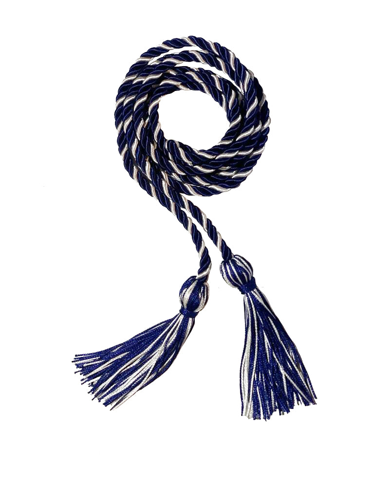 Navy Blue and White Two Color Graduation Honor Cord