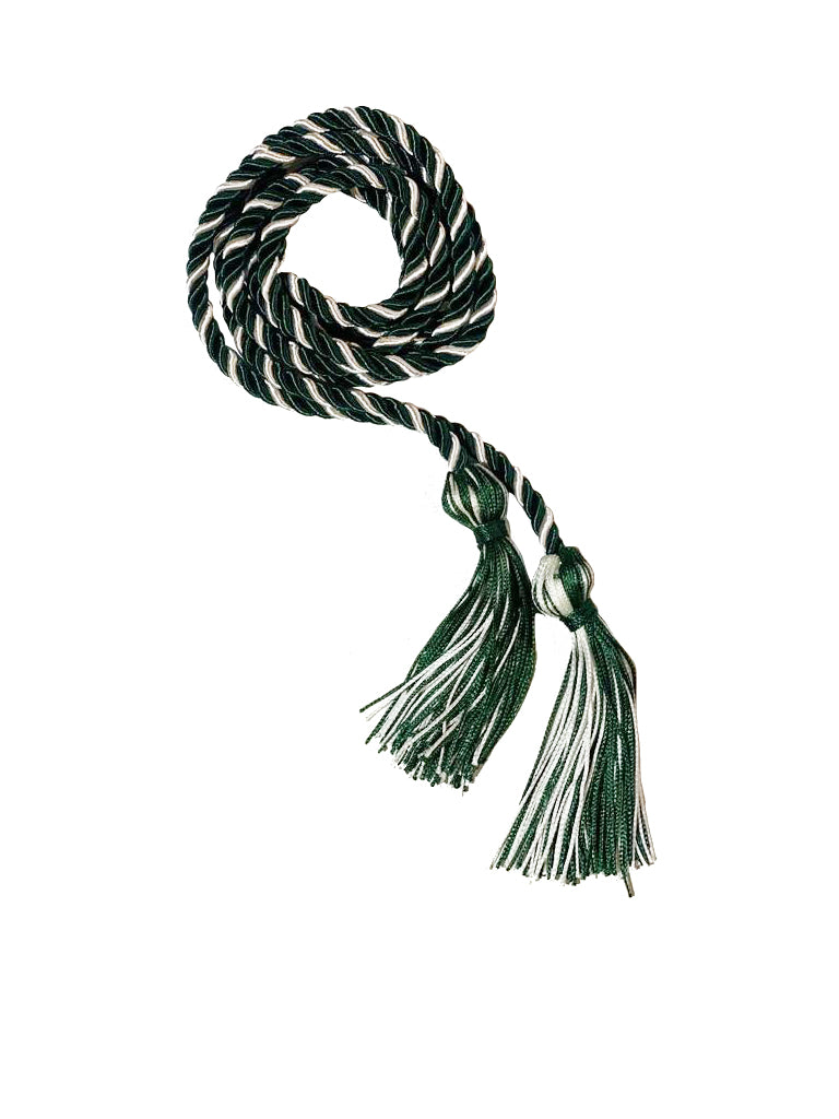 Hunter Green and White Two Color Graduation Honor Cord