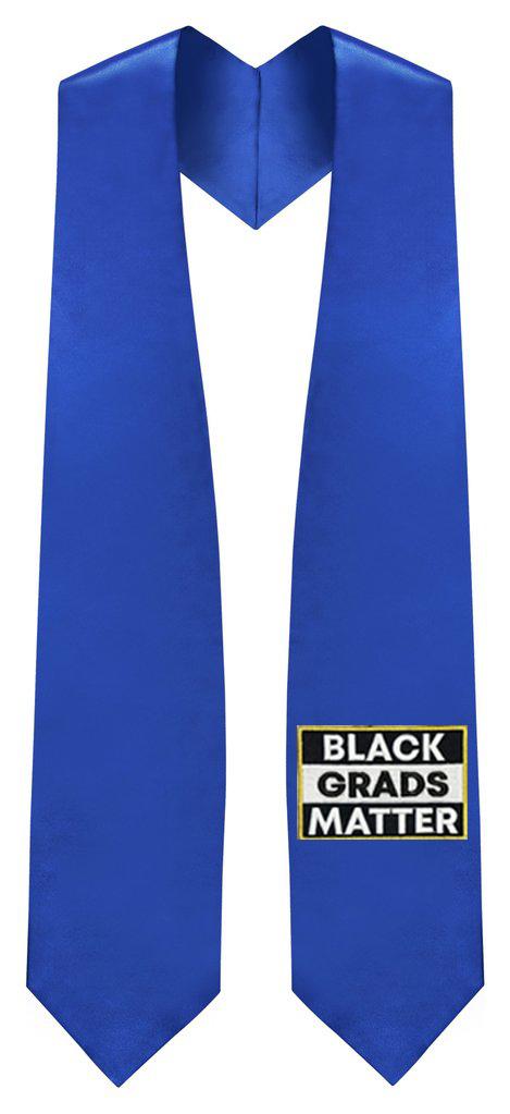 Royal Blue BLACK GRADS MATTER Graduation Stole