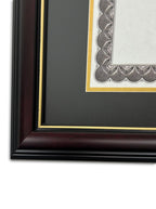 Real Wood Double Diploma Frame - Fits 8.5" x 11" Certificates, Glossy Cherry Finish with Gold Trim