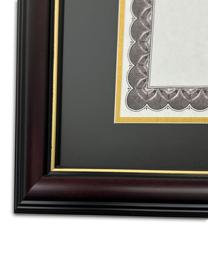 Real Wood Graduation Diploma Frame - Glossy Cherry with Gold Trim | Fits 8.5" x 11" or 11" x 14" Certificate