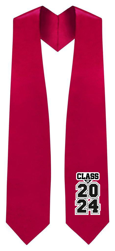 Red "Class of 2024" Graduation Stole