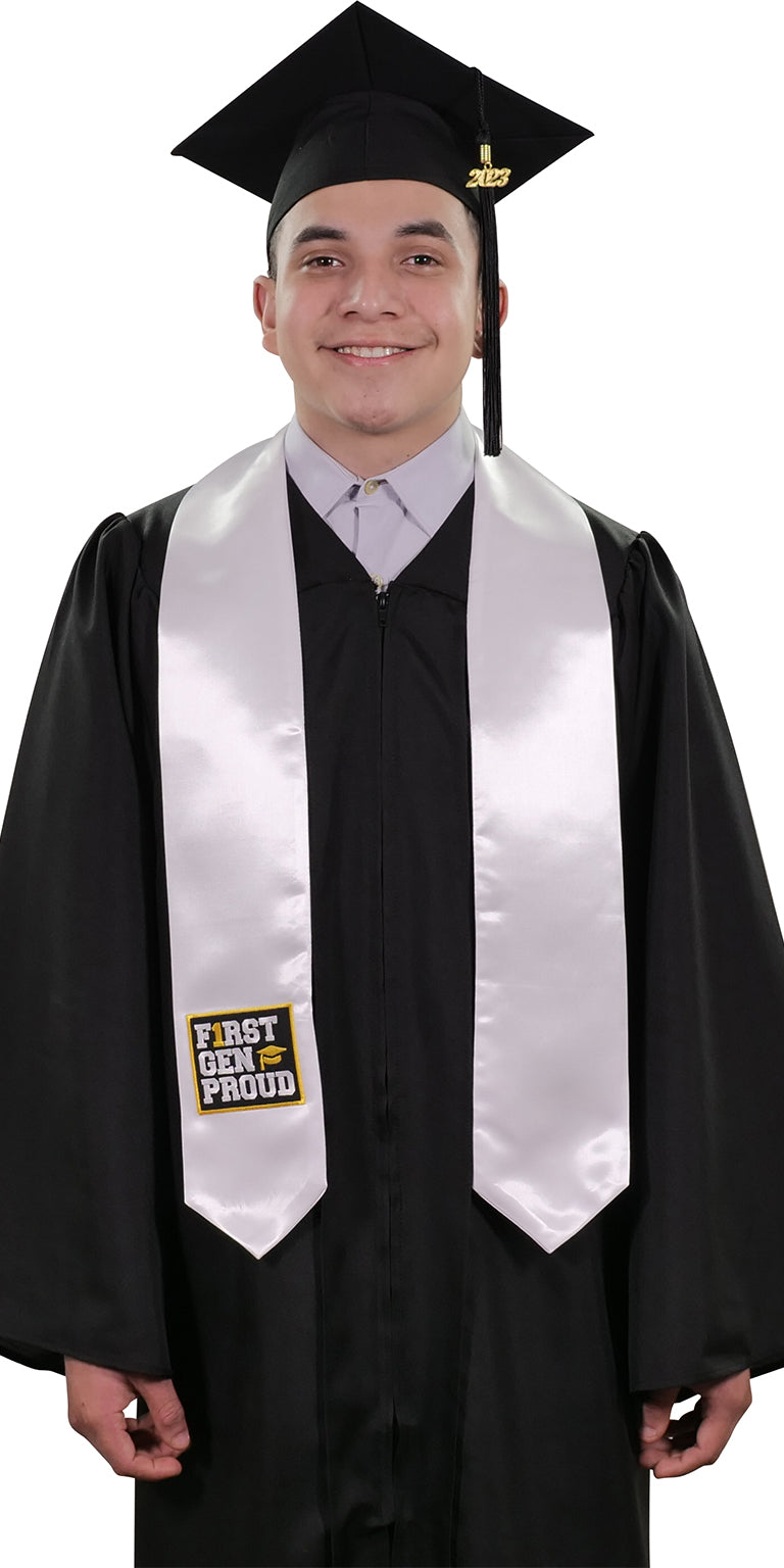 White First Gen Proud Graduation Stole – Graduation Cap and Gown