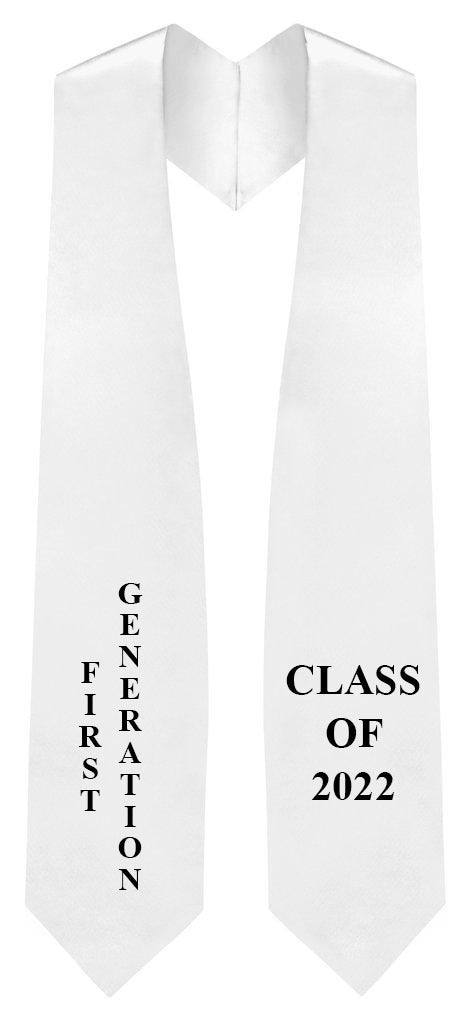 White "First Generation" 2022 Graduation Stole