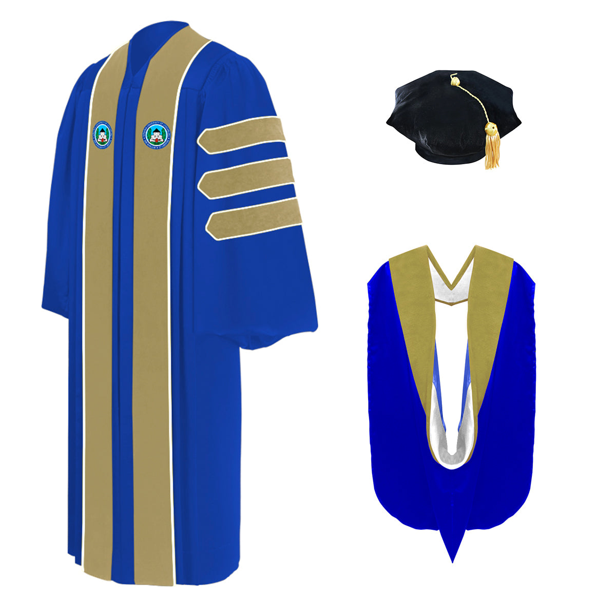 Custom Doctoral Gown, Hood, Tam - Virginia University of Lynchburg - Graduation Cap and Gown