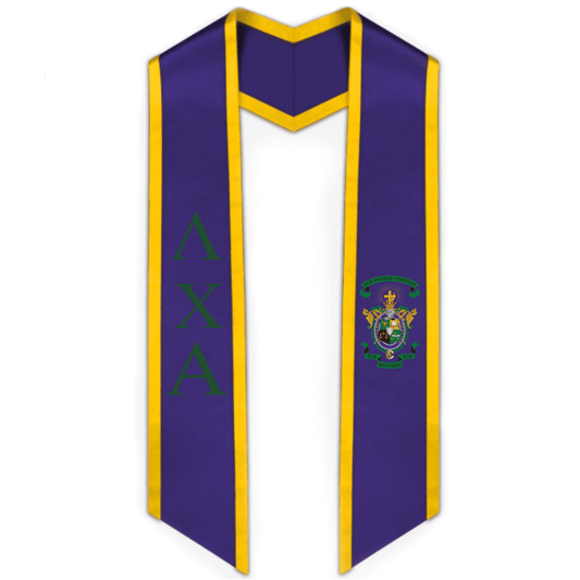 Lambda Chi Alpha Trimmed Greek Lettered Graduation Stole w/ Crest