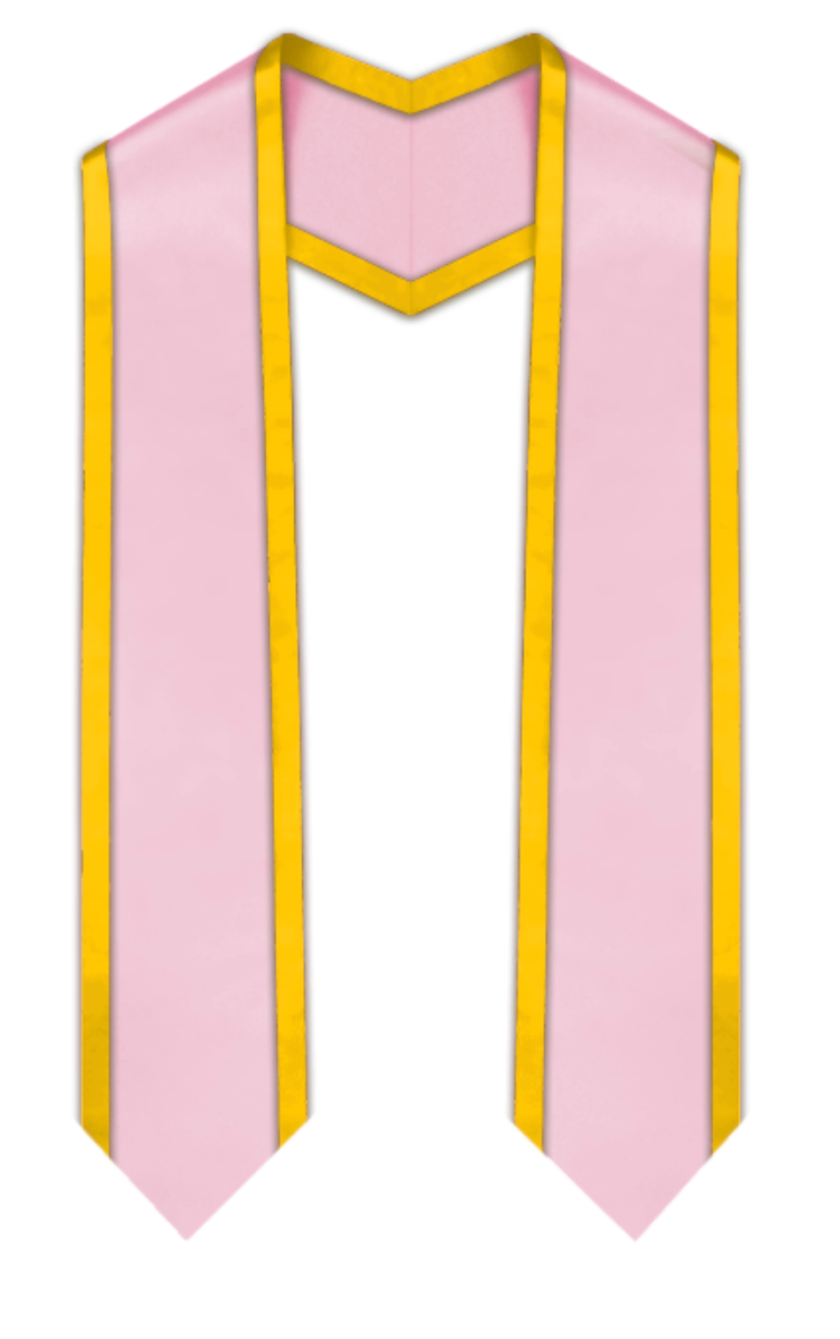 Pink Pointed Graduation Stole with Gold Trim