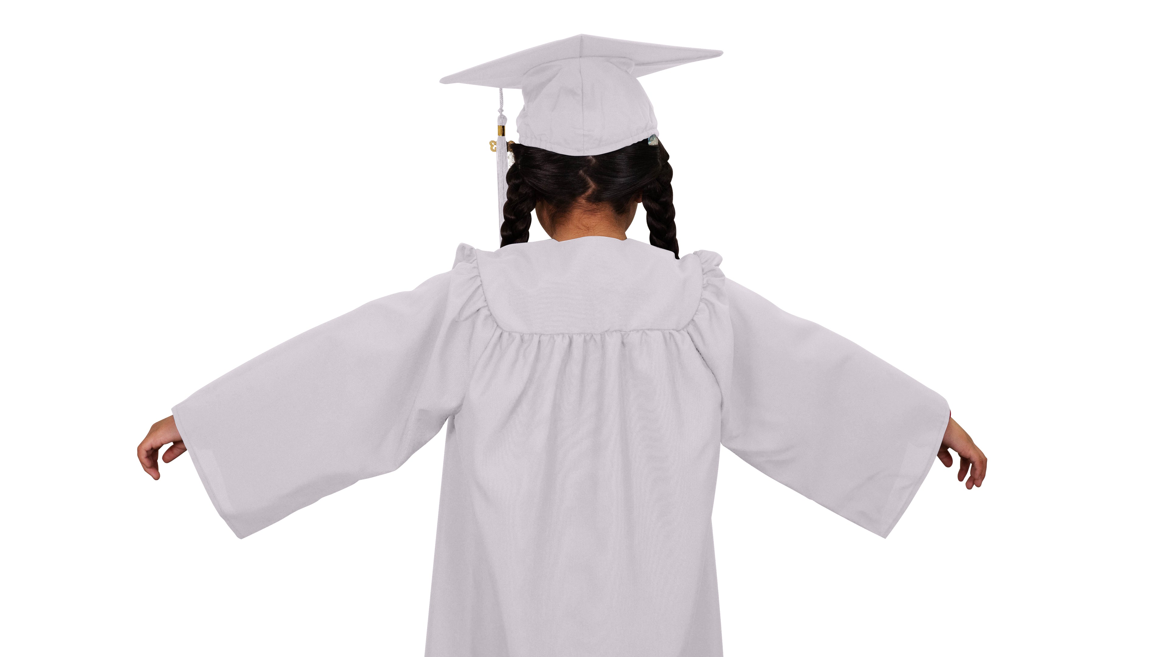 Child Matte White Graduation Cap & Gown - Preschool & Kindergarten 36 (4'3" - 4'5") Child Matte White Graduation Cap & Gown - Preschool & Kindergarten 36 (4'3" - 4'5")