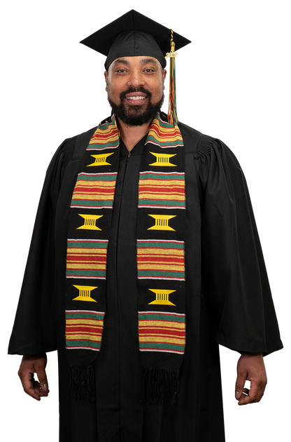 Sankofa Edition Customizable Royal Blue & White Graduation Kente Stole Paraphernalia