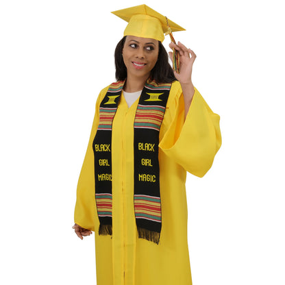 Black Girl Magic Graduation Kente Stole, Handwoven Kente Sash Cloth