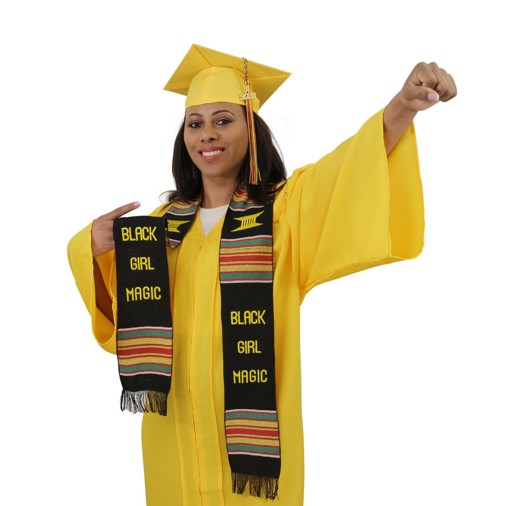 Black Girl Magic Graduation Kente Stole, Handwoven Kente Sash Cloth