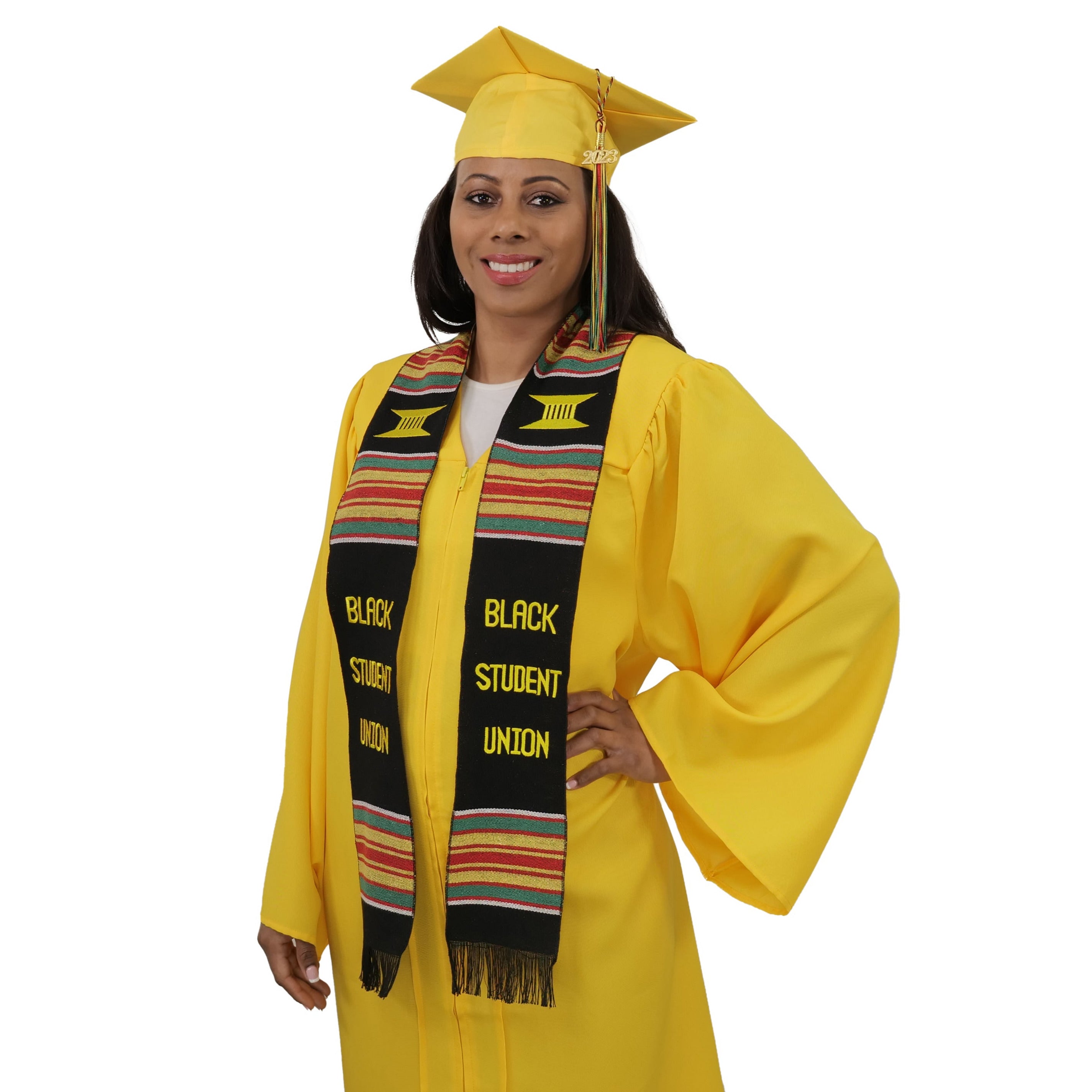 Black Student Union Graduation Kente Stole, Handwoven Kente Sash Cloth