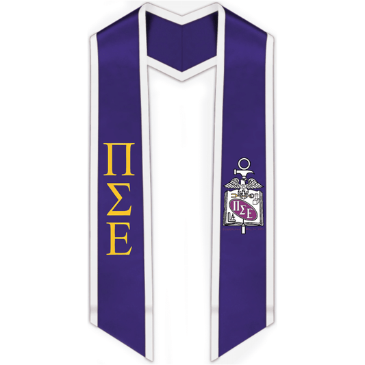 Pi Sigma Epsilon Trimmed Greek Lettered Graduation Stole w/ Crest