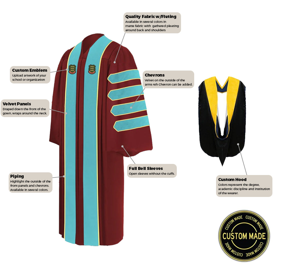 Custom Doctoral Graduation Gown and Hood Package - Doctorate Regalia ...