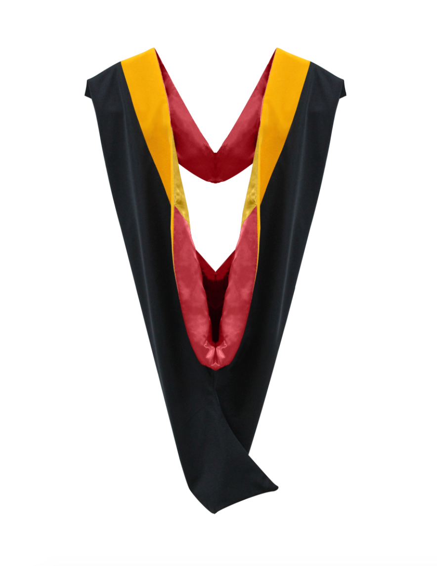 Deluxe Bachelors/Master Hood - Science Gold Velvet, Red & Golden Yellow