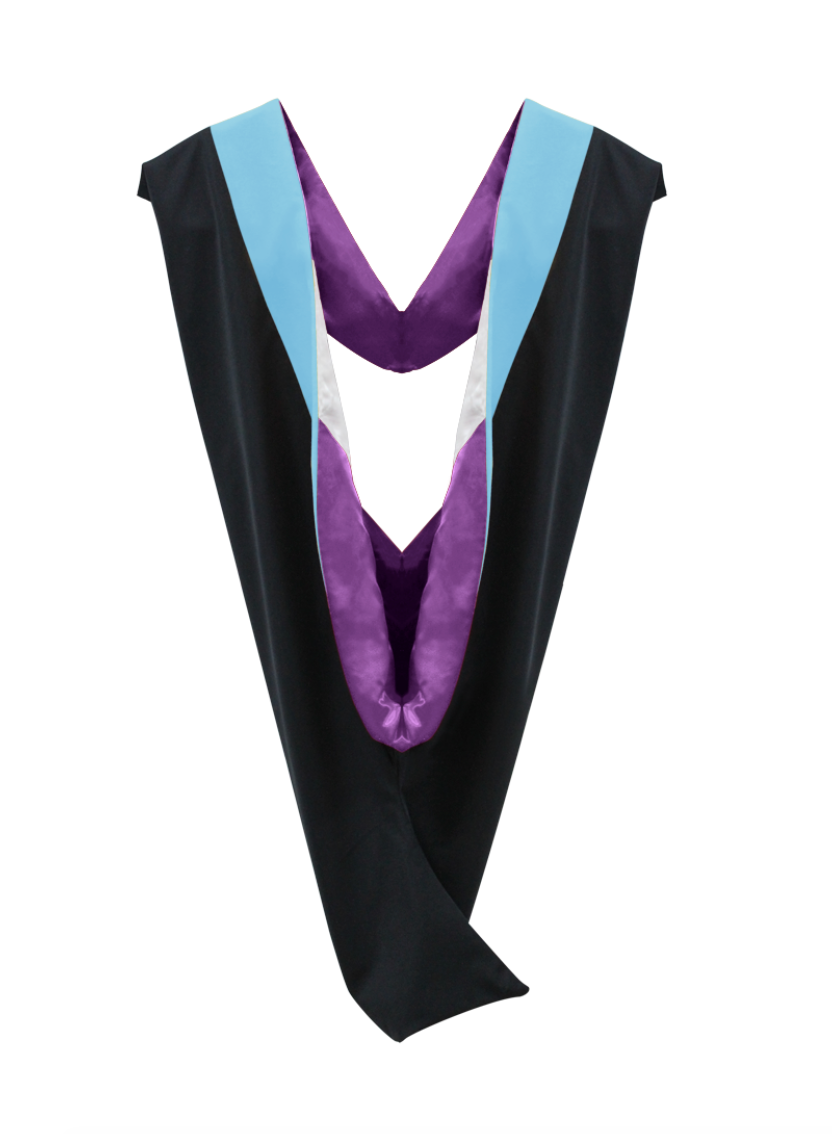 Deluxe Bachelors/Master Hood - Light Blue Velvet, Purple & White