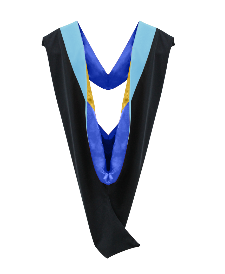 Deluxe Bachelors/Master Hood - Light Blue Velvet, Royal Blue & Golden Yellow