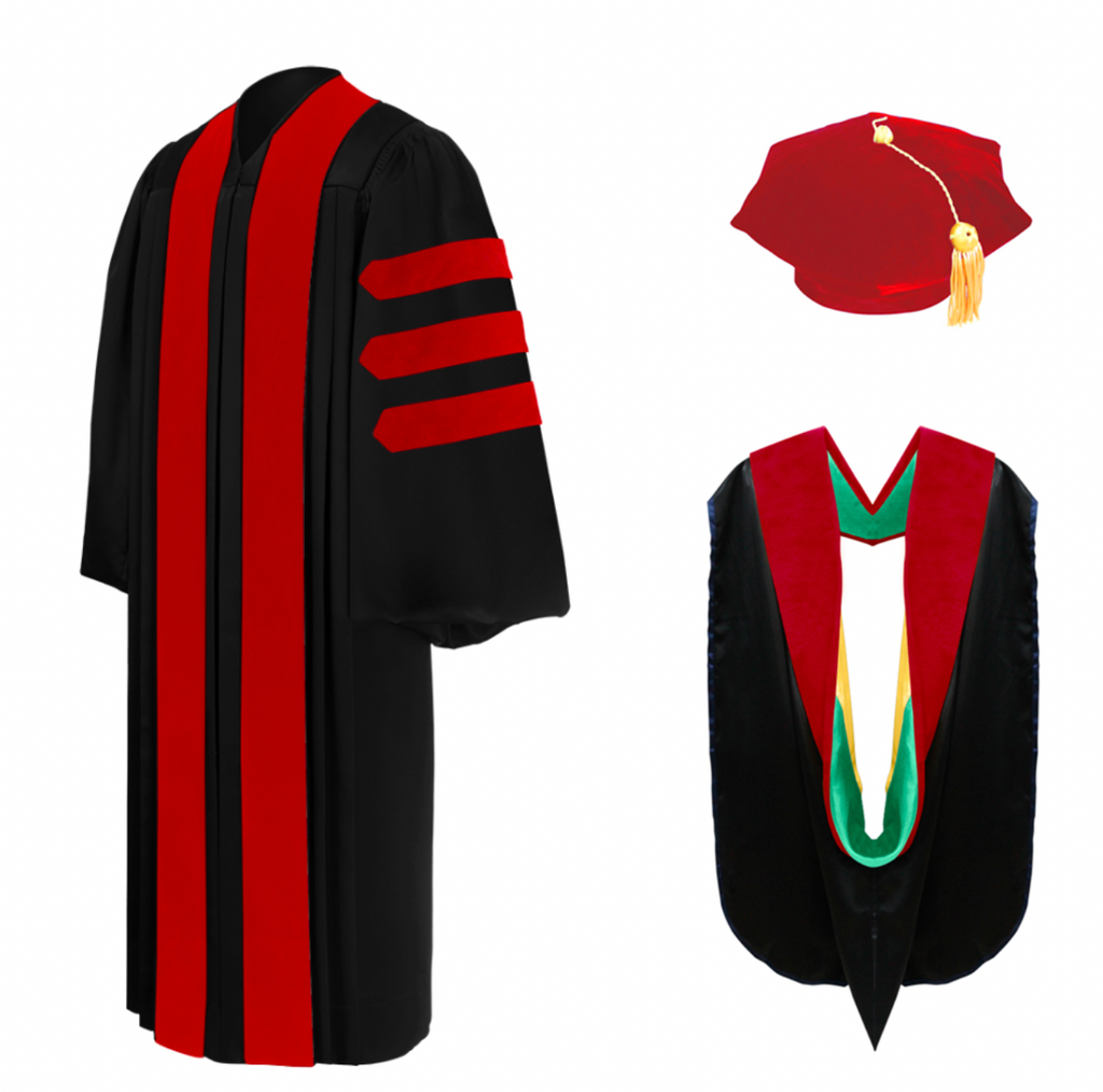 Deluxe Doctoral Graduation Theology Gown, Hood and Tam Package - Springfield Christian College and Theological Seminary - Graduation Cap and Gown