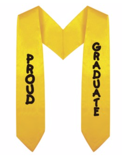 Gold Imprinted Preschool / Kindergarten Graduation Stole - Graduation Cap and Gown