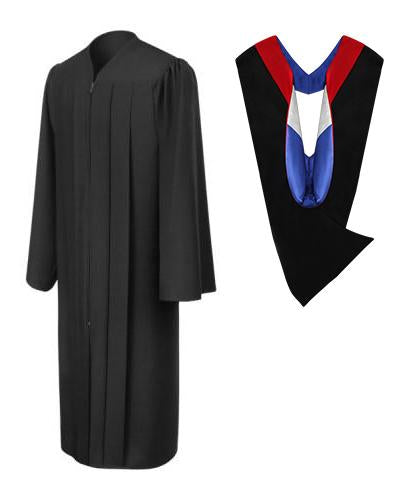 Matte Black Bachelors Gown & Hood Package - Graduation Cap and Gown