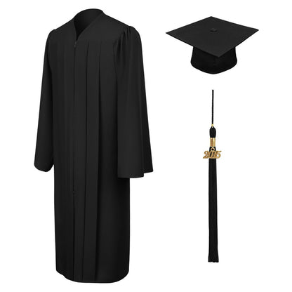 Matte Black Cap & Gown - Graduation Cap and Gown