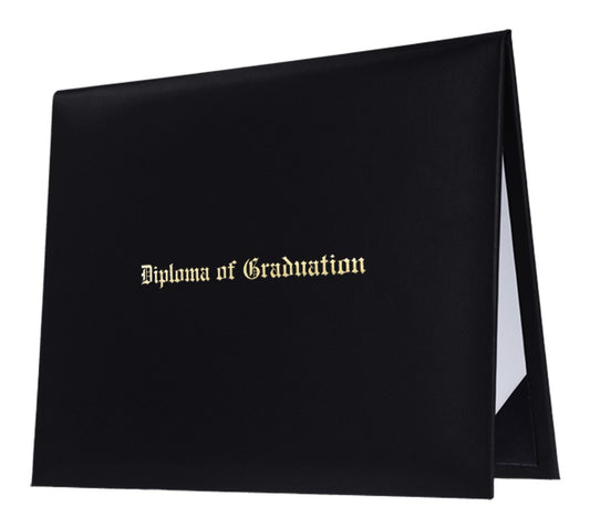 Black Imprinted Diploma Cover - High School Diploma Covers - Graduation Cap and Gown