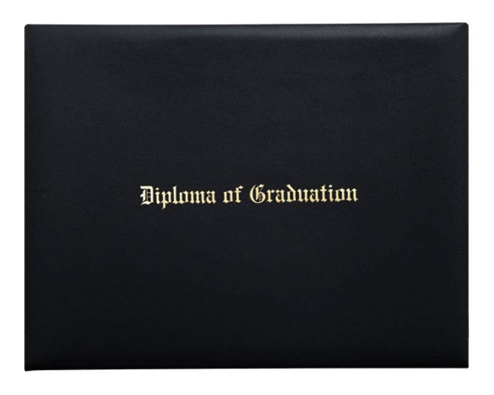 Black Imprinted Diploma Cover - High School Diploma Covers - Graduation Cap and Gown
