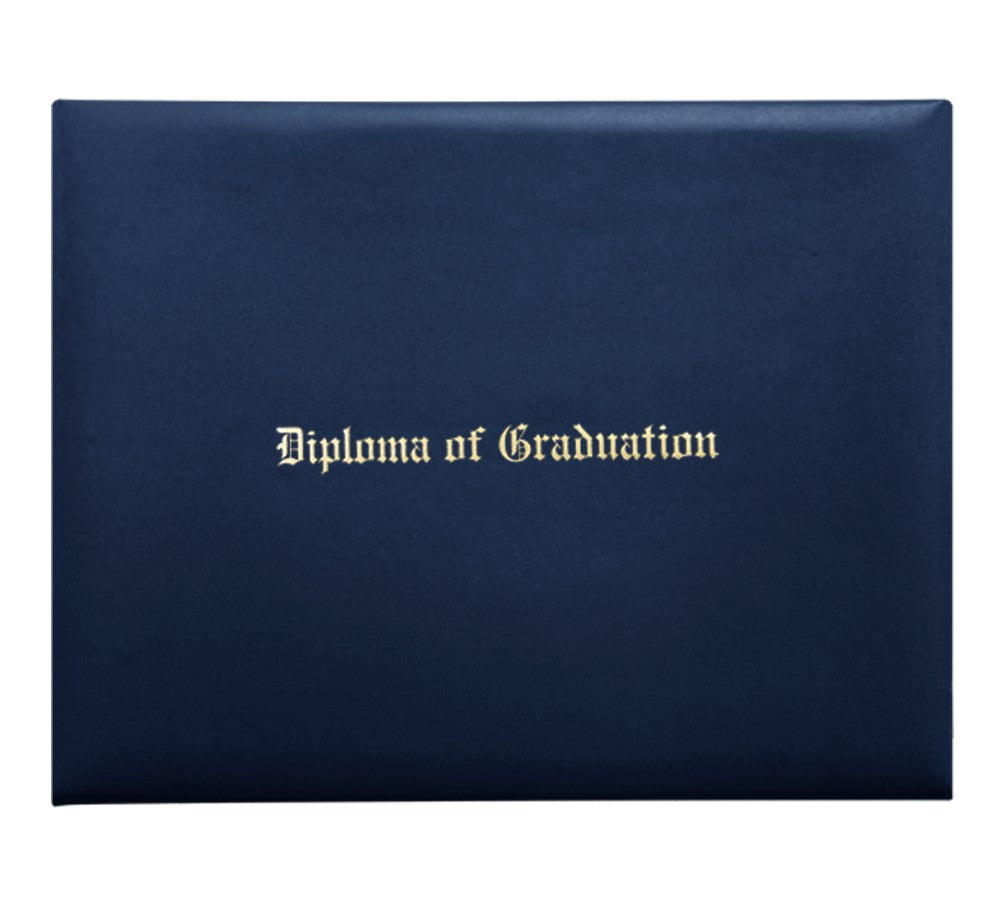 Navy Blue Imprinted Diploma Cover - High School Diploma Covers - Graduation Cap and Gown