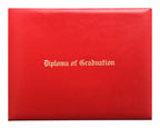 Red Imprinted Diploma Cover - High School Diploma Covers - Graduation Cap and Gown
