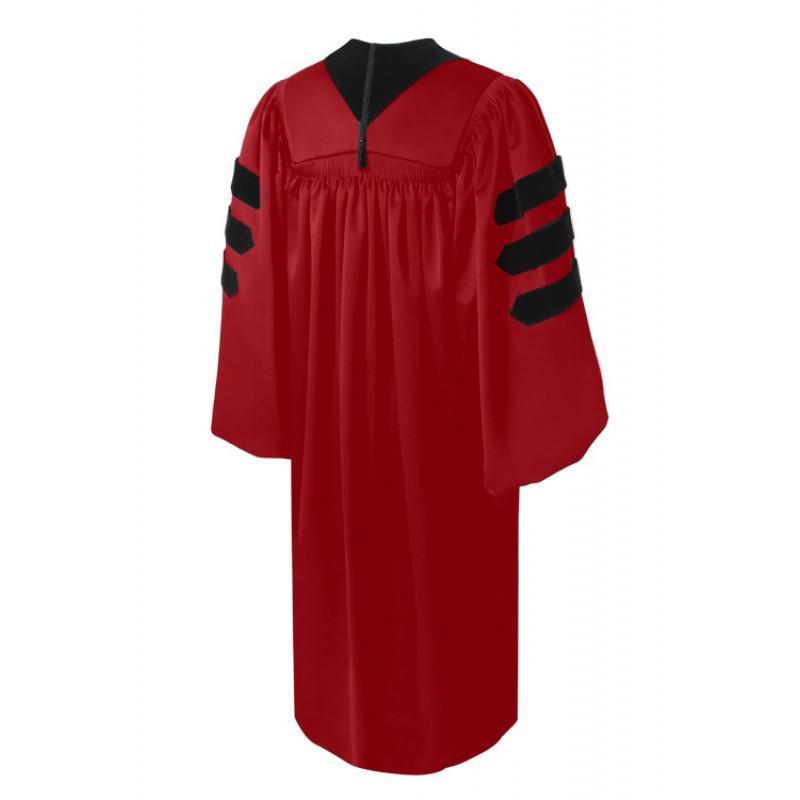 Deluxe Red Doctoral Gown - Graduation Cap and Gown