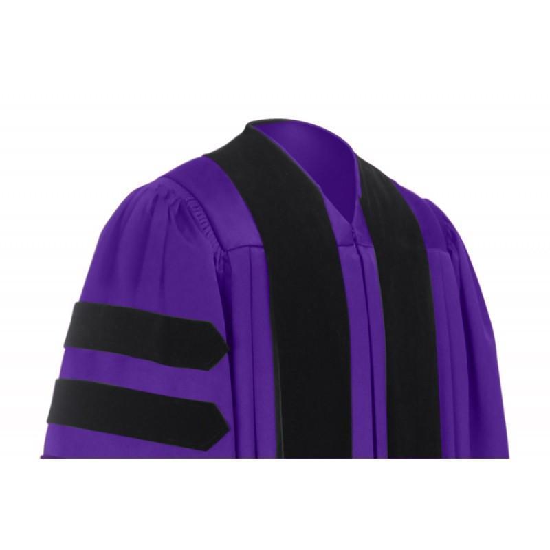 Deluxe Purple Doctoral Gown - Graduation Cap and Gown