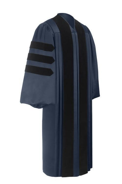Deluxe Navy Blue Doctoral Gown - Graduation Cap and Gown