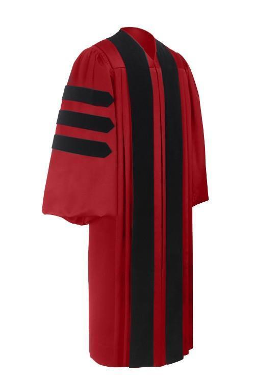 Deluxe Red Doctoral Gown - Graduation Cap and Gown
