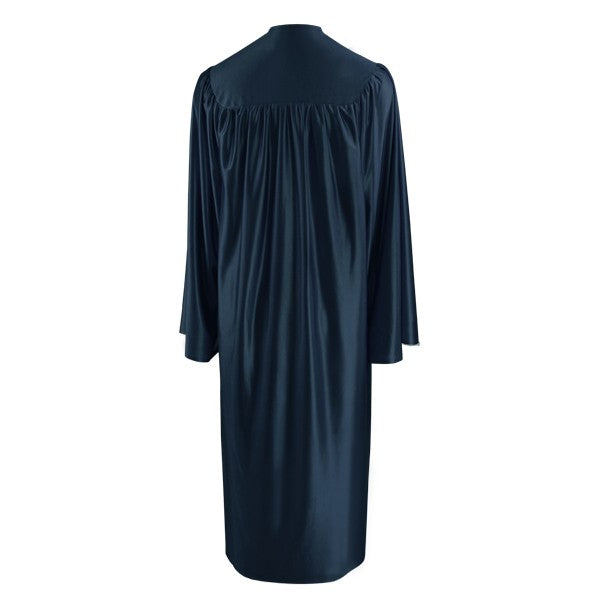 Shiny Navy Blue High School Graduation Gown - Graduation Cap and Gown