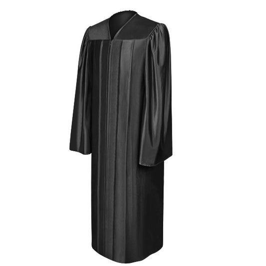 Shiny Black High School Graduation Gown - Graduation Cap and Gown
